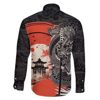 Japanese Dragon Katana Enso Family Matching Off Shoulder Short Dress and Hawaiian Shirt Japan Pagoda Seamless Cloud - Wonder Print Shop