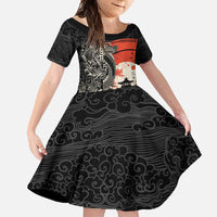 Japanese Dragon Katana Enso Family Matching Tank Maxi Dress and Hawaiian Shirt Japan Pagoda Seamless Cloud - Wonder Print Shop