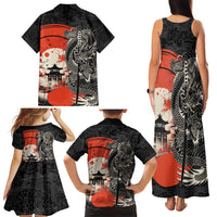 Japanese Dragon Katana Enso Family Matching Tank Maxi Dress and Hawaiian Shirt Japan Pagoda Seamless Cloud - Wonder Print Shop