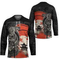 Japanese Dragon Katana Enso Hockey Jersey Japan Pagoda Seamless Cloud - Wonder Print Shop