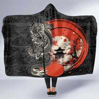 Japanese Dragon Katana Enso Hooded Blanket Japan Pagoda Seamless Cloud - Wonder Print Shop