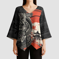 Japanese Dragon Katana Enso Kimono Sleeve Blouse Japan Pagoda Seamless Cloud - Wonder Print Shop