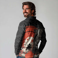 Japanese Dragon Katana Enso Long Sleeve Polo Shirt Japan Pagoda Seamless Cloud - Wonder Print Shop