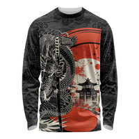 Japanese Dragon Katana Enso Long Sleeve Shirt Japan Pagoda Seamless Cloud - Wonder Print Shop