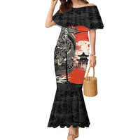 Japanese Dragon Katana Enso Mermaid Dress Japan Pagoda Seamless Cloud - Wonder Print Shop