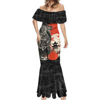 Japanese Dragon Katana Enso Mermaid Dress Japan Pagoda Seamless Cloud - Wonder Print Shop