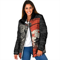 Japanese Dragon Katana Enso Padded Jacket Japan Pagoda Seamless Cloud - Wonder Print Shop