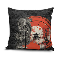 Japanese Dragon Katana Enso Pillow Cover Japan Pagoda Seamless Cloud - Wonder Print Shop