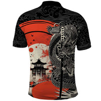 Japanese Dragon Katana Enso Polo Shirt Japan Pagoda Seamless Cloud - Wonder Print Shop