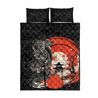 Japanese Dragon Katana Enso Quilt Bed Set Japan Pagoda Seamless Cloud - Wonder Print Shop