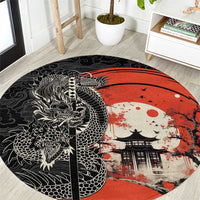 Japanese Dragon Katana Enso Round Carpet Japan Pagoda Seamless Cloud - Wonder Print Shop