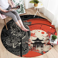 Japanese Dragon Katana Enso Round Carpet Japan Pagoda Seamless Cloud - Wonder Print Shop