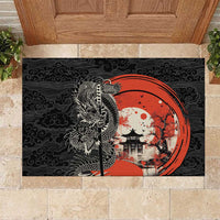 Japanese Dragon Katana Enso Rubber Doormat Japan Pagoda Seamless Cloud - undefined