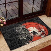 Japanese Dragon Katana Enso Rubber Doormat Japan Pagoda Seamless Cloud - undefined