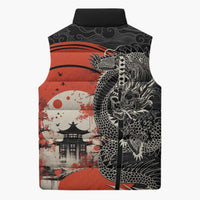 Japanese Dragon Katana Enso Sleeveless Puffer Jacket Japan Pagoda Seamless Cloud - Wonder Print Shop