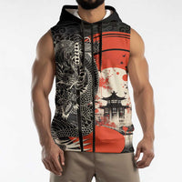 Japanese Dragon Katana Enso Sleeveless Zip Hoodie Japan Pagoda Seamless Cloud - Wonder Print Shop