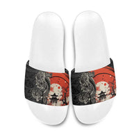 Japanese Dragon Katana Enso Slide Sandals Japan Pagoda Seamless Cloud - Wonder Print Shop