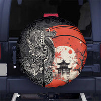 Japanese Dragon Katana Enso Spare Tire Cover Japan Pagoda Seamless Cloud - Wonder Print Shop