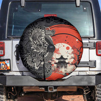 Japanese Dragon Katana Enso Spare Tire Cover Japan Pagoda Seamless Cloud - Wonder Print Shop