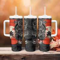 Japanese Dragon Katana Enso Tumbler With Handle Japan Pagoda Seamless Cloud - undefined