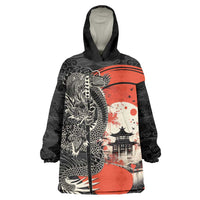 Japanese Dragon Katana Enso Wearable Blanket Hoodie Japan Pagoda Seamless Cloud - Wonder Print Shop