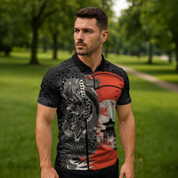 Japanese Dragon Katana Enso Zipper Polo Shirt Japan Pagoda Seamless Cloud - Wonder Print Shop