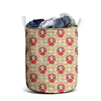 Japanese Daruma Doll Laundry Basket Palaka With Seamless Bamboo Pattern - Wonder Print Shop