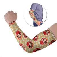 Japanese Daruma Doll Arm Sleeves Palaka With Seamless Bamboo Pattern - Wonder Print Shop
