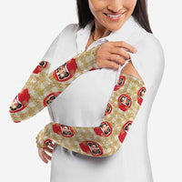Japanese Daruma Doll Arm Sleeves Palaka With Seamless Bamboo Pattern - Wonder Print Shop