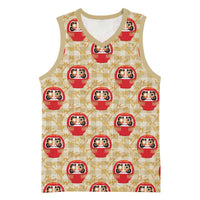 Japanese Daruma Doll Basketball Jersey Palaka With Seamless Bamboo Pattern - Wonder Print Shop