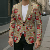 Japanese Daruma Doll Blazer Palaka With Seamless Bamboo Pattern - Wonder Print Shop