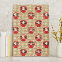 Japanese Daruma Doll Canvas Wall Art Palaka With Seamless Bamboo Pattern - Wonder Print Shop
