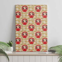 Japanese Daruma Doll Canvas Wall Art Palaka With Seamless Bamboo Pattern - Wonder Print Shop