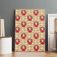 Japanese Daruma Doll Canvas Wall Art Palaka With Seamless Bamboo Pattern - Wonder Print Shop