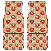 Japanese Daruma Doll Car Mats Palaka With Seamless Bamboo Pattern - Wonder Print Shop