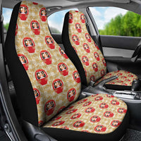 Japanese Daruma Doll Car Seat Cover Palaka With Seamless Bamboo Pattern - Wonder Print Shop