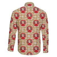 Japanese Daruma Doll Family Matching Off The Shoulder Long Sleeve Dress and Hawaiian Shirt Palaka With Seamless Bamboo Pattern - Wonder Print Shop