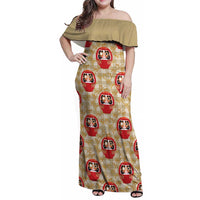 Japanese Daruma Doll Family Matching Off Shoulder Maxi Dress and Hawaiian Shirt Palaka With Seamless Bamboo Pattern - Wonder Print Shop