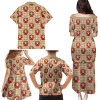 Japanese Daruma Doll Family Matching Puletasi and Hawaiian Shirt Palaka With Seamless Bamboo Pattern - Wonder Print Shop