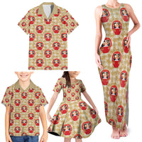 Japanese Daruma Doll Family Matching Tank Maxi Dress and Hawaiian Shirt Palaka With Seamless Bamboo Pattern - Wonder Print Shop