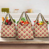 Japanese Daruma Doll Grocery Bag Palaka With Seamless Bamboo Pattern - Wonder Print Shop