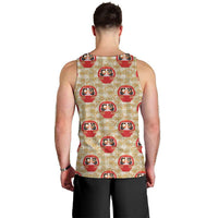 Japanese Daruma Doll Men Tank Top Palaka With Seamless Bamboo Pattern - Wonder Print Shop