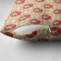 Japanese Daruma Doll Pillow Cover Palaka With Seamless Bamboo Pattern - Wonder Print Shop