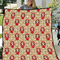 Japanese Daruma Doll Quilt Palaka With Seamless Bamboo Pattern - Wonder Print Shop