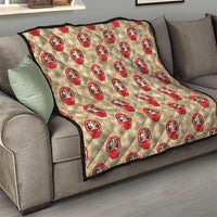 Japanese Daruma Doll Quilt Palaka With Seamless Bamboo Pattern - Wonder Print Shop