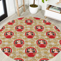 Japanese Daruma Doll Round Carpet Palaka With Seamless Bamboo Pattern - Wonder Print Shop