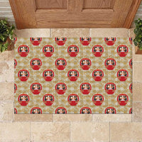 Japanese Daruma Doll Rubber Doormat Palaka With Seamless Bamboo Pattern - Wonder Print Shop