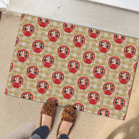 Japanese Daruma Doll Rubber Doormat Palaka With Seamless Bamboo Pattern - Wonder Print Shop