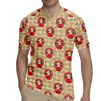 Japanese Daruma Doll Rugby Jersey Palaka With Seamless Bamboo Pattern - Wonder Print Shop