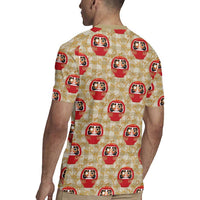 Japanese Daruma Doll Rugby Jersey Palaka With Seamless Bamboo Pattern - Wonder Print Shop